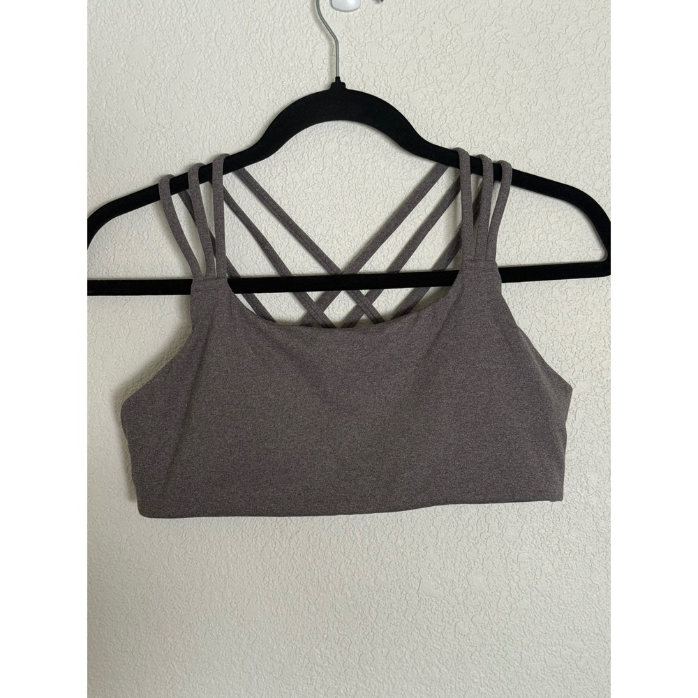 Athleta Hyper Focused Bra Heathered Gray Strappy Back Sports Bra Medium